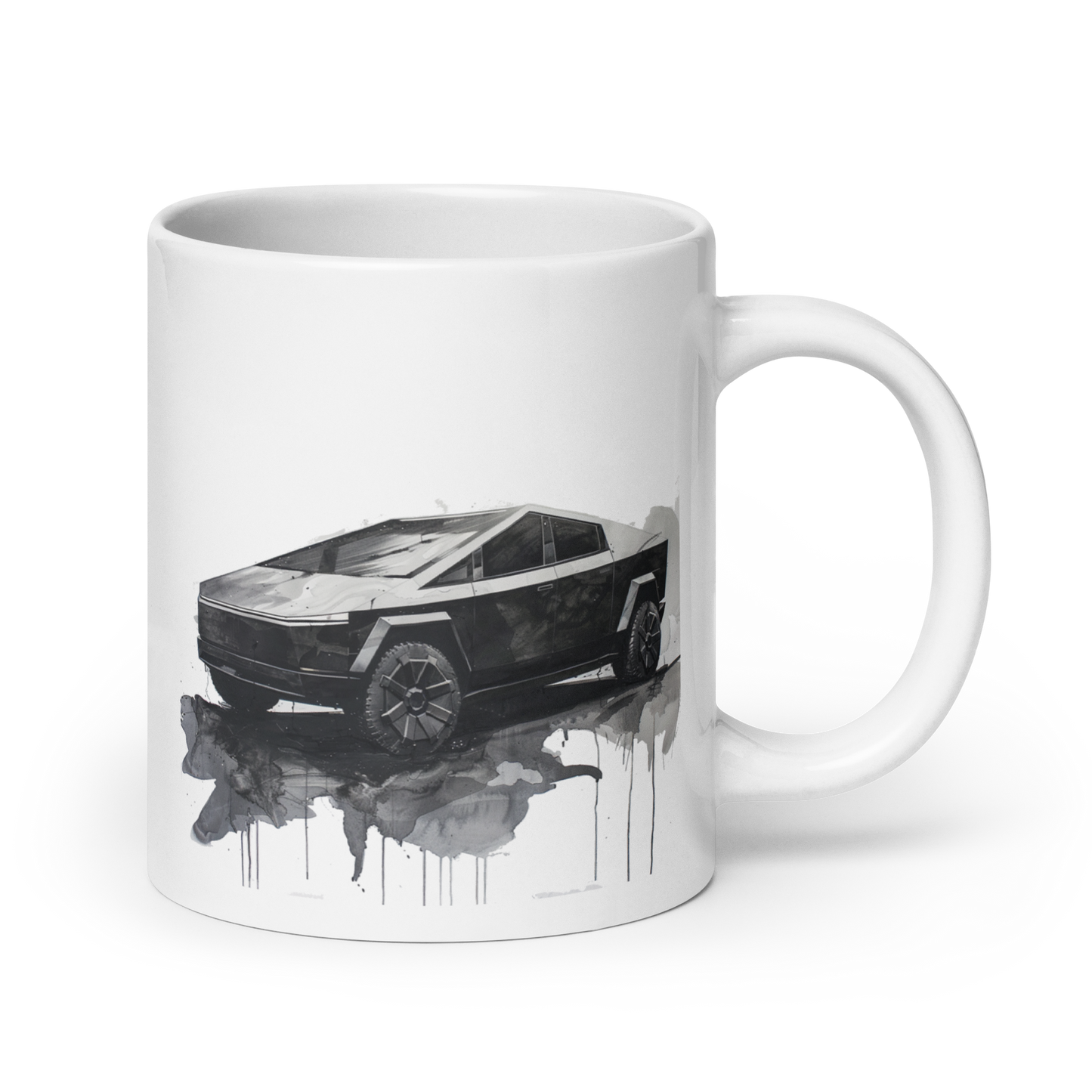 Black Watercolor Tesla Cybertruck Cars And Coffee Cup