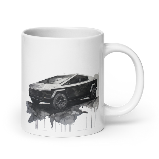 Black Watercolor Tesla Cybertruck Cars And Coffee Cup