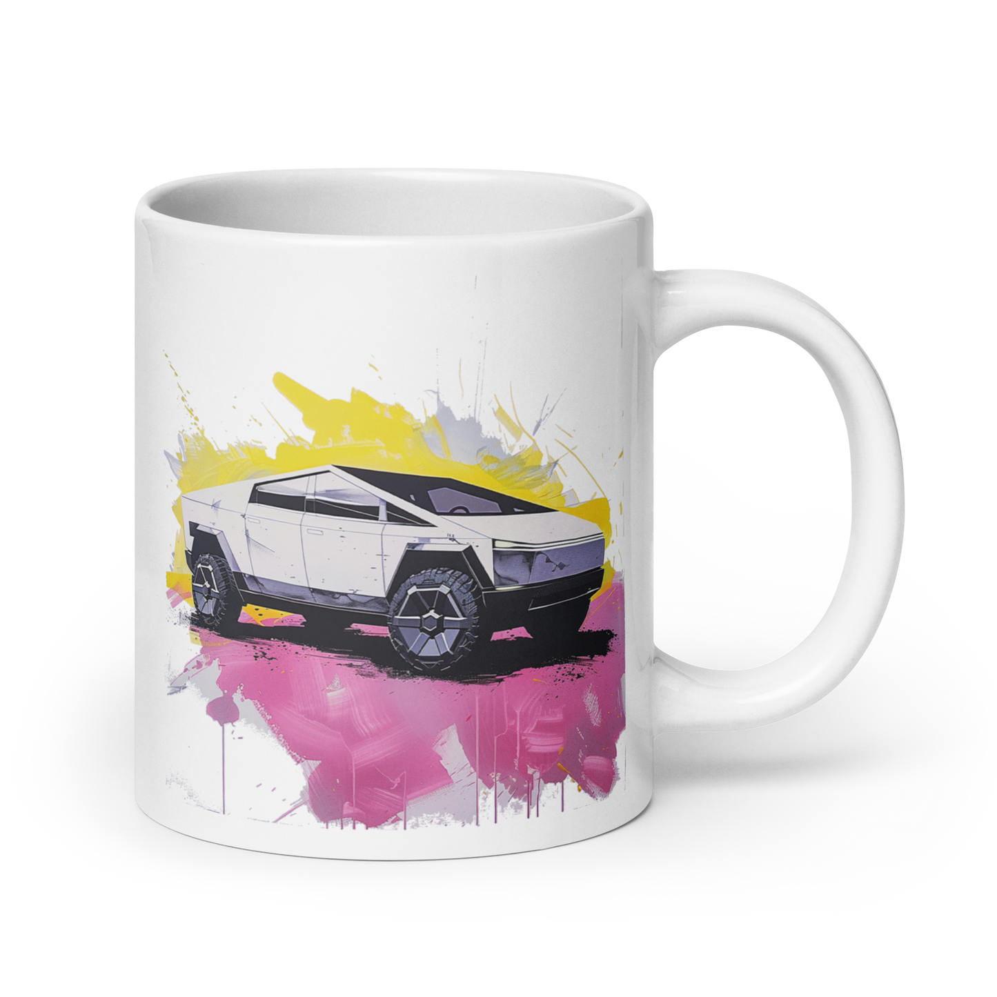 Risograph Tesla Cybertruck Cars And Coffee Cup