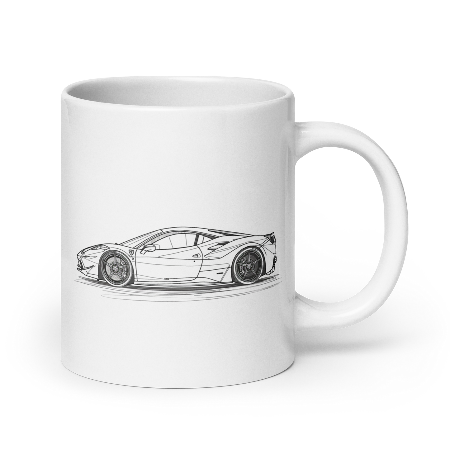 Continuous Line Ferrari 458 Cars and Coffee Cup