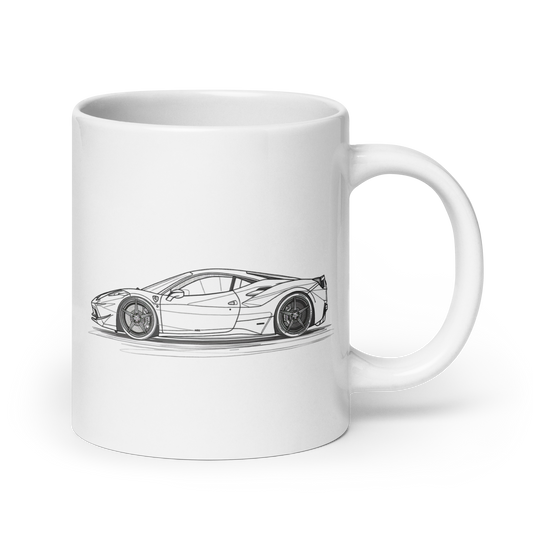 Continuous Line Ferrari 458 Cars and Coffee Cup