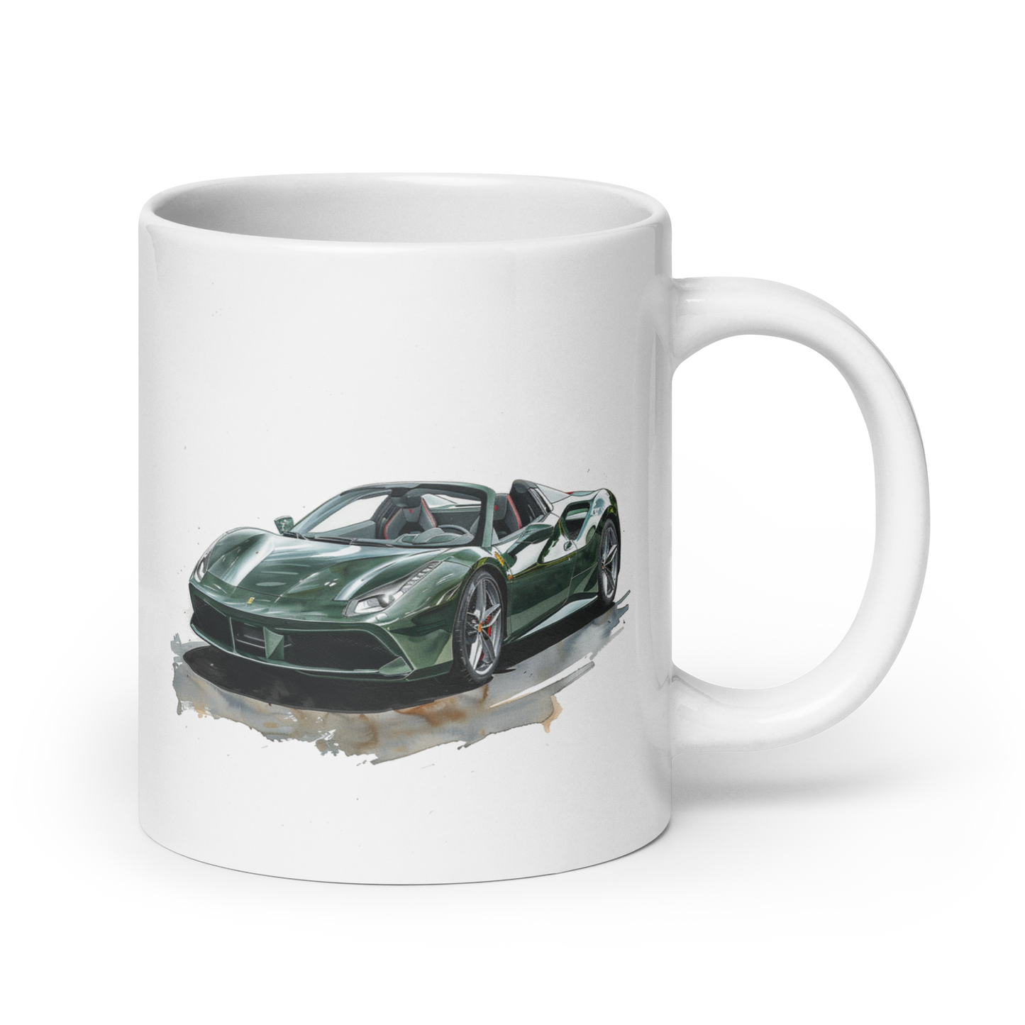 Ferrari 488 Watercolor Verde Cars and Coffee Cup