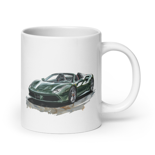 Ferrari 488 Watercolor Verde Cars and Coffee Cup