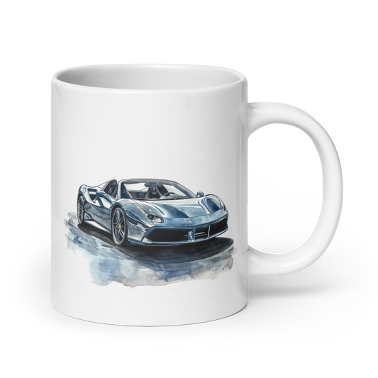 Ferrari 488 Watercolor Grigio Ingrid Cars and Coffee Cup