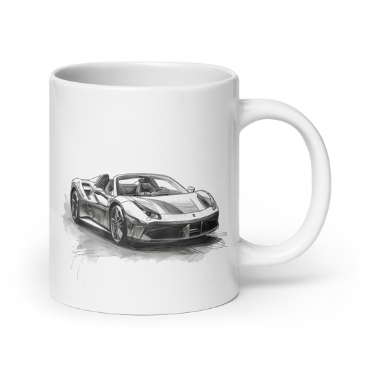 Ferrari 488 Black and White Cars and Coffee Cup