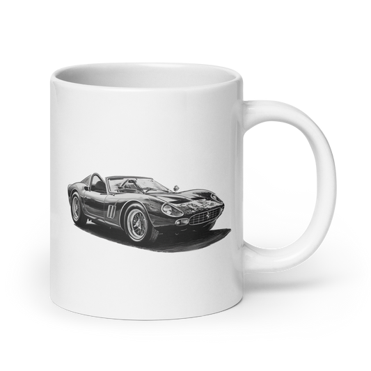 Ferrari Spider Black and White Cars and Coffee Cup