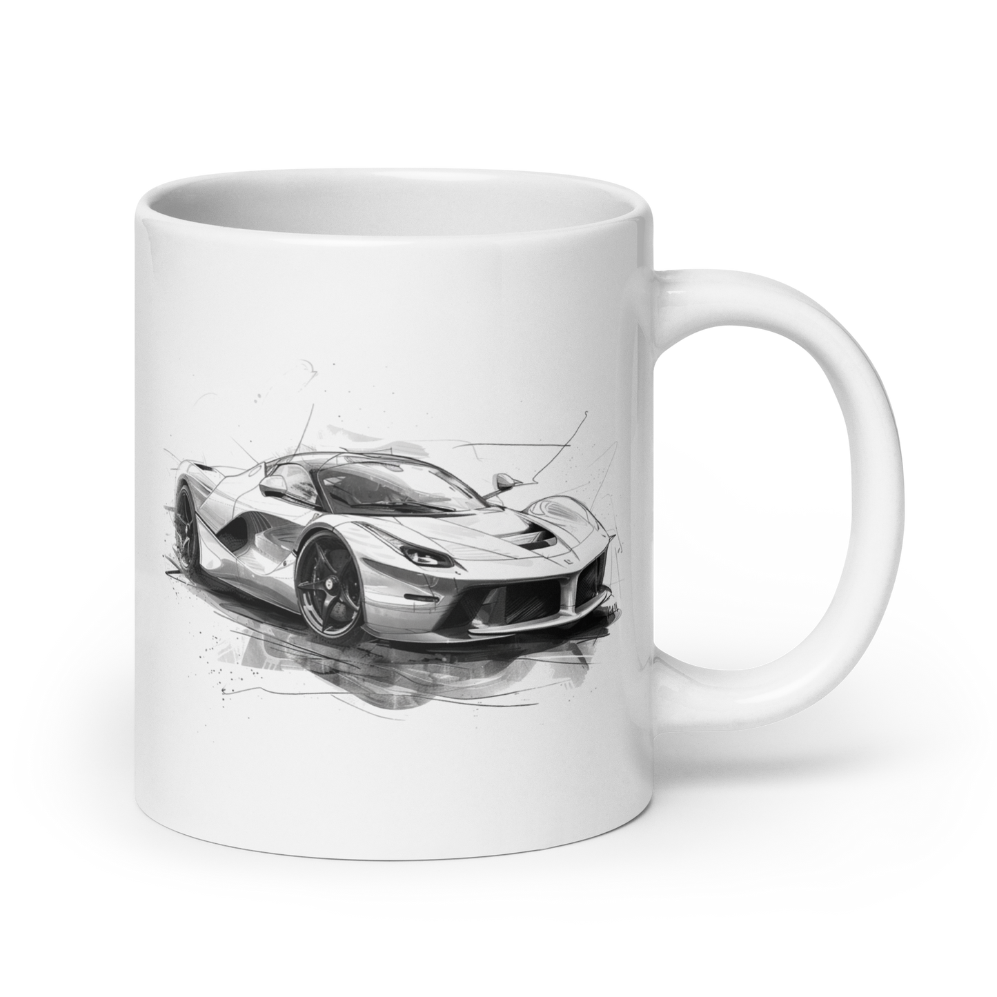 Ferrari LaFerrari Black and White Cars and Coffee Cup