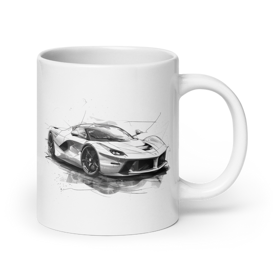 Ferrari LaFerrari Black and White Cars and Coffee Cup