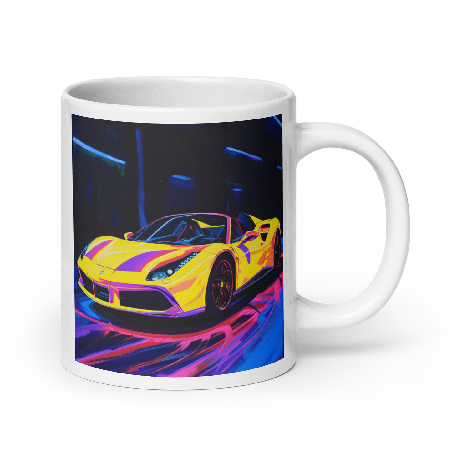 Ferrari 488 Black Light Cars and Coffee Cup